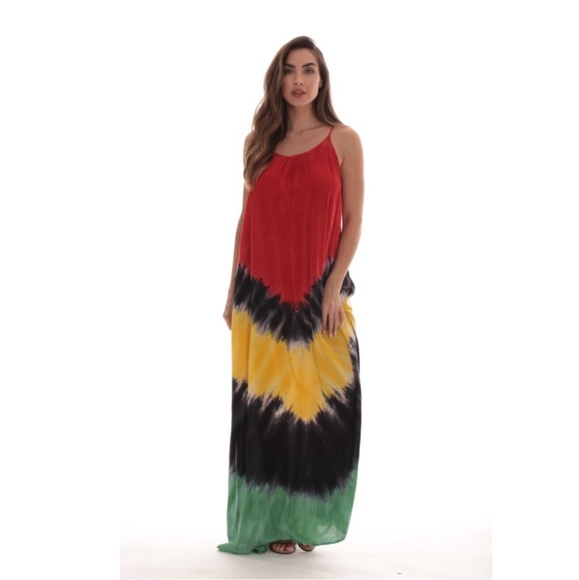 Riviera Suns Dresses & Skirts - Rasta tie dye maxi  sun dress cover up beach pool